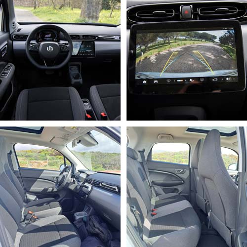 Ecrã tátil central de série e bom espaço em altura.